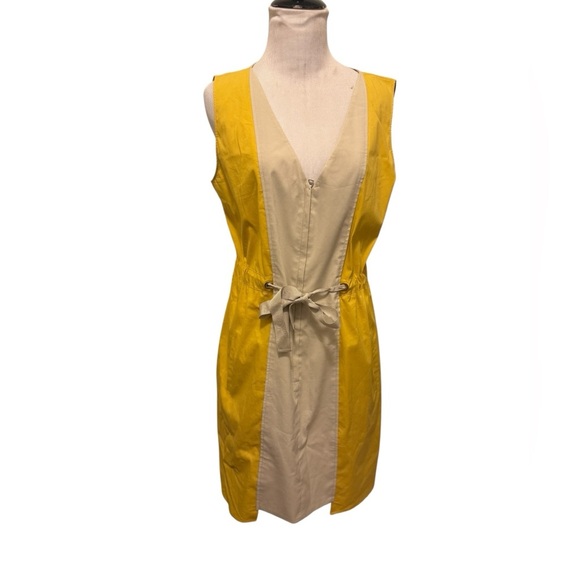 Tahari Yellow and Cream Dress size 12p - Picture 1 of 11